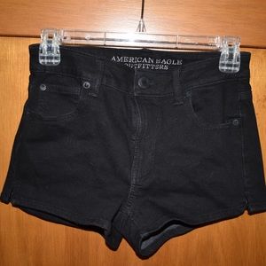 “hi-rise shortie” american eagle black shorts